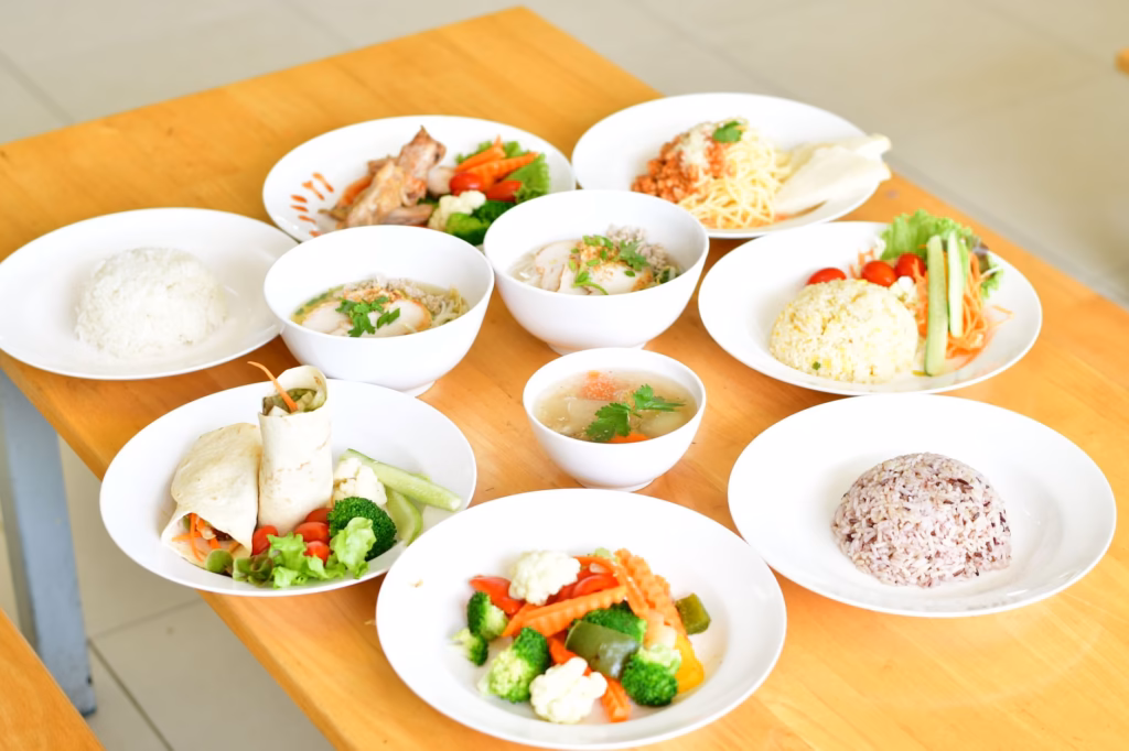 A balanced plate with fiber‑rich foods that support gut health