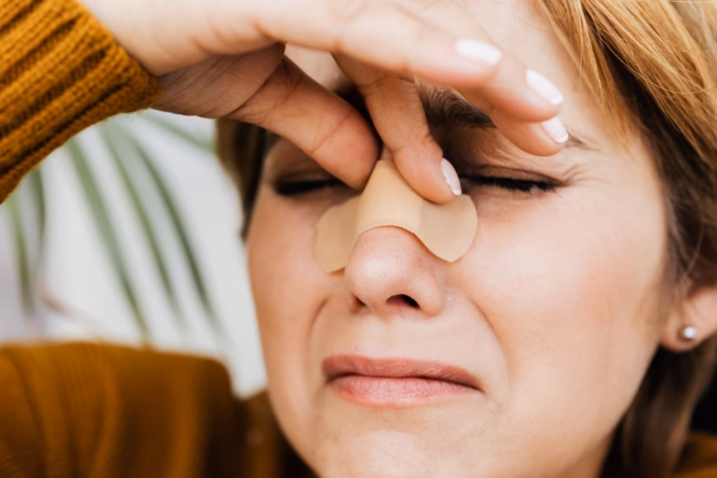 A clear illustration showing swollen sinus cavities during an infection