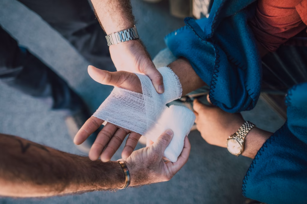 A gently bandaged cut, showing how covering wounds helps prevent infection