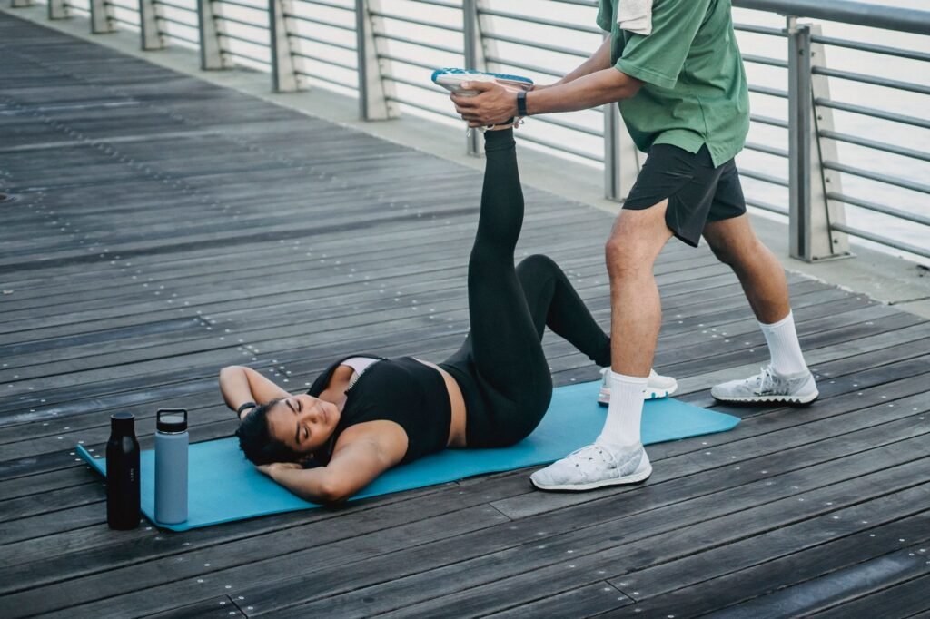 A person performs gentle stretching to keep joints flexible and reduce inflammation