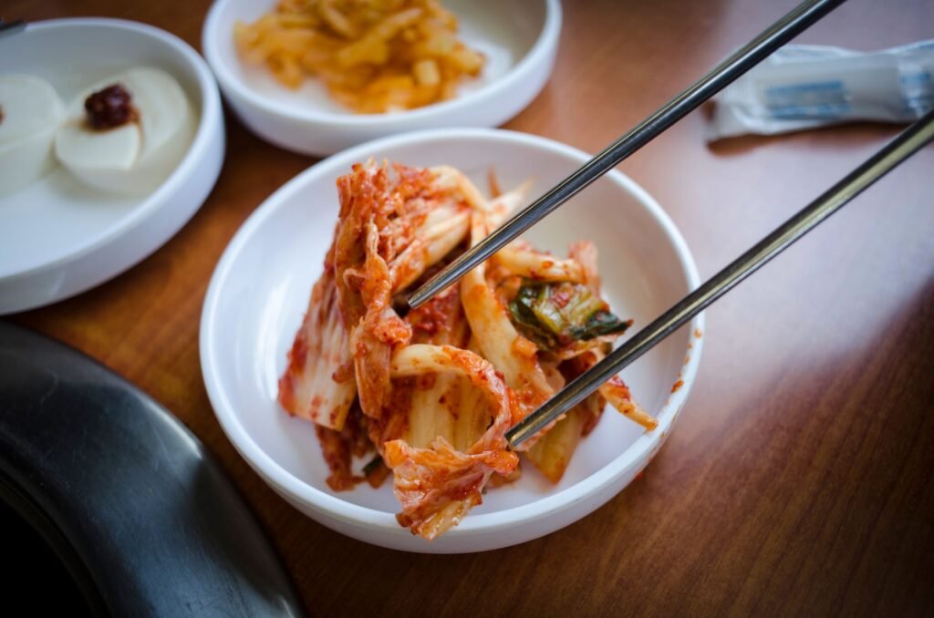 A vibrant bowl of kimchi showcasing fermented vegetables